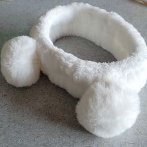 White Fluffy Headband for Face Washing